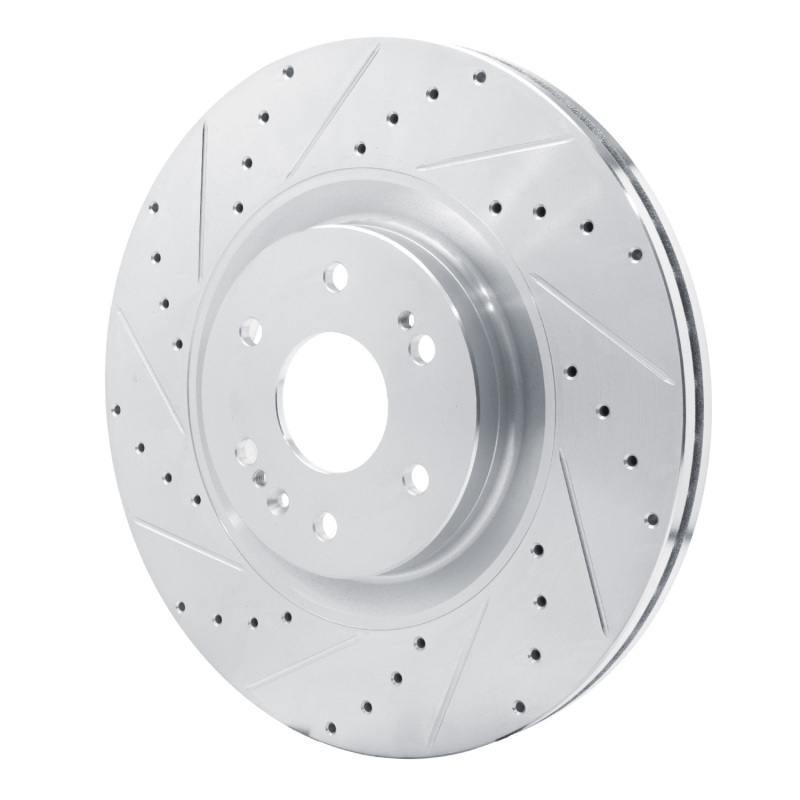 Cadillac Escalade ESV Brake Rotor (1) - Front Left - R1 Concepts - Drilled & Slotted - Silver - `21-`25